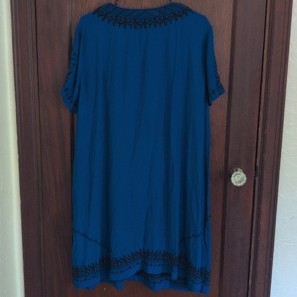Lucky Brand Embroidered shift Dress hippie chic Short Sleeve Size XL - Picture 9 of 11